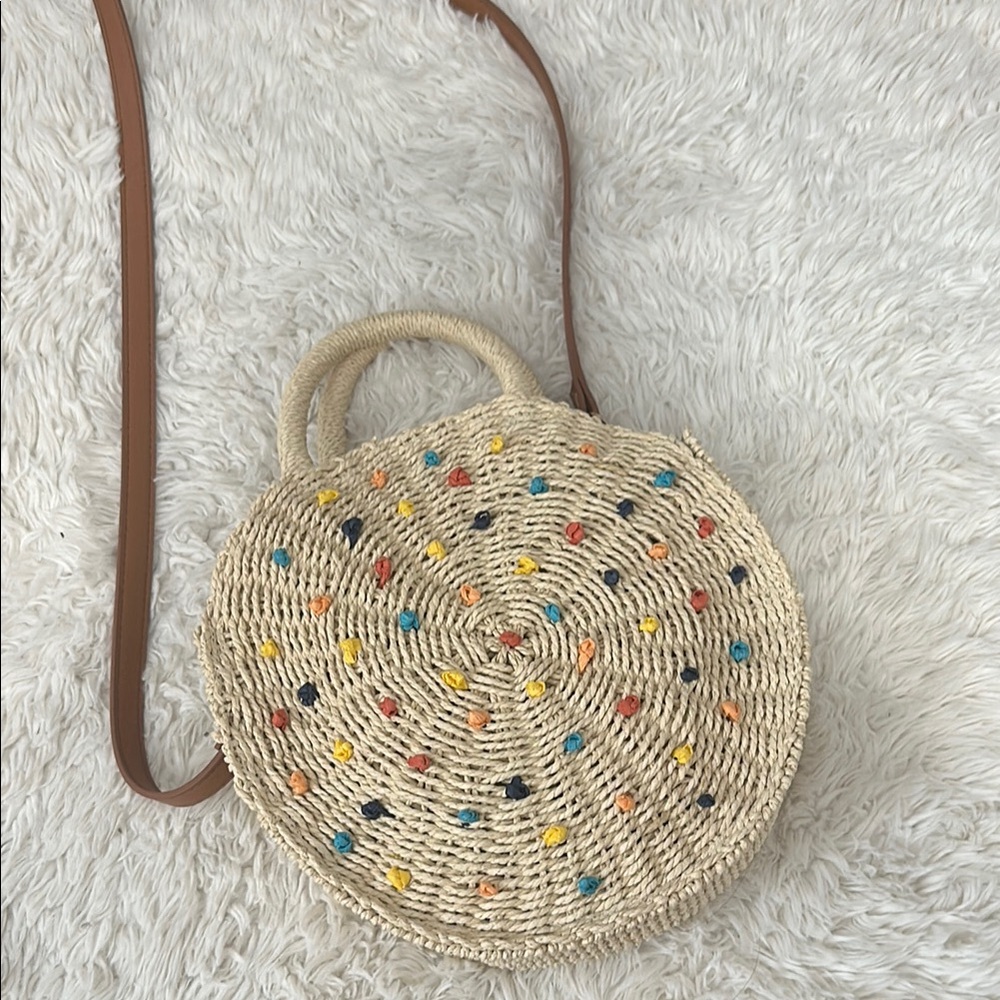 Loft Multicolor Woven Round Crossbody Bag